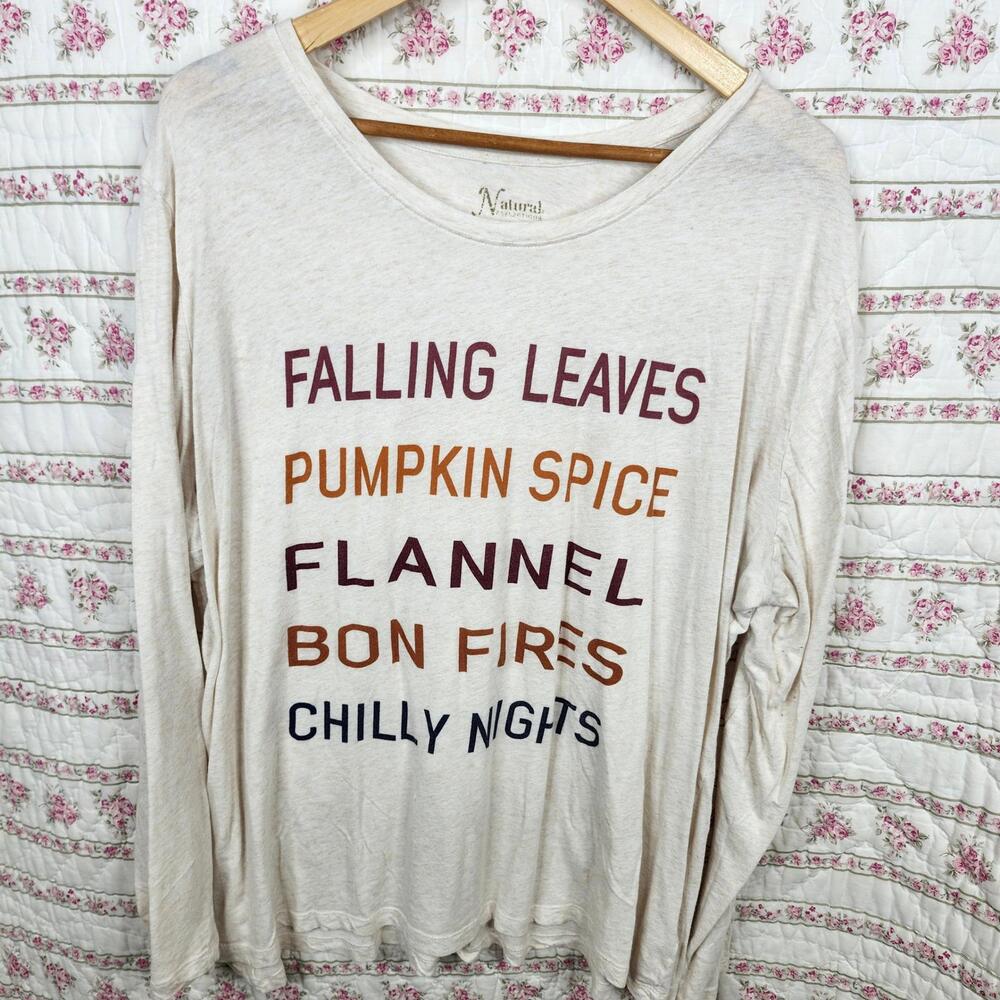 Natural Reflections Womens 1X Fall Graphic Long Sleeve T Shirt Top